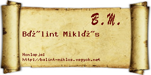 Bálint Miklós névjegykártya